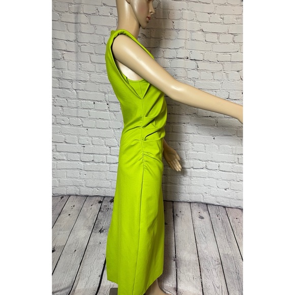 Sold - NWT New Zara Shoulder Pad Draped Sleeveless Green Dress Size M - Picture 3 of 14